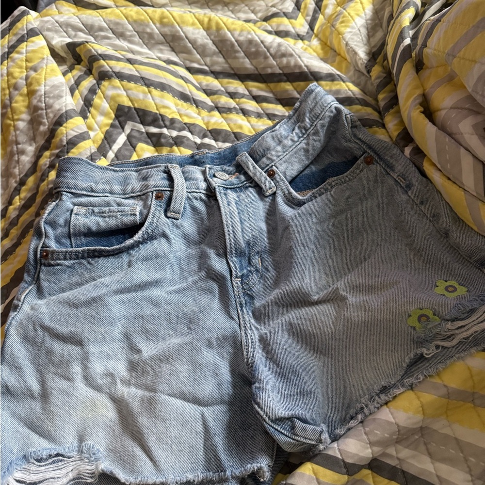 Old Navy Light Blue Jean Shorts with Green Details